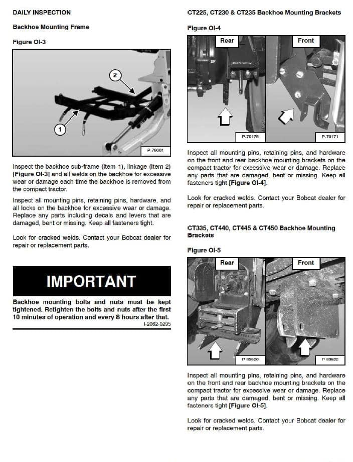 Bobcat 730S Backhoe Operation & Maintenance Manual