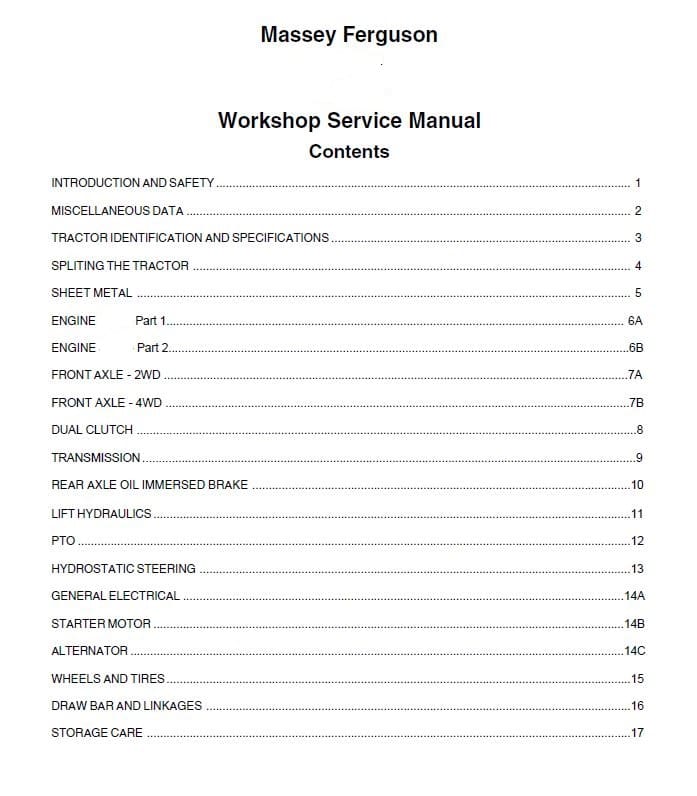 Massey Ferguson GC1720 Tractor Repair Time Schedule