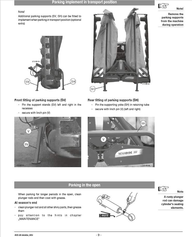 pottinger operator and parts manuals